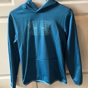 Under Armour Boys youth XL (YXL) hoodie sweatshirt coldgear blue with light blue